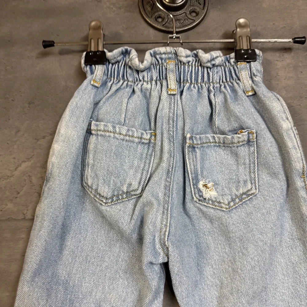 Zara light-wash kids' denim jeans Paper Bag Waist Distressed 18-24m Button Fly